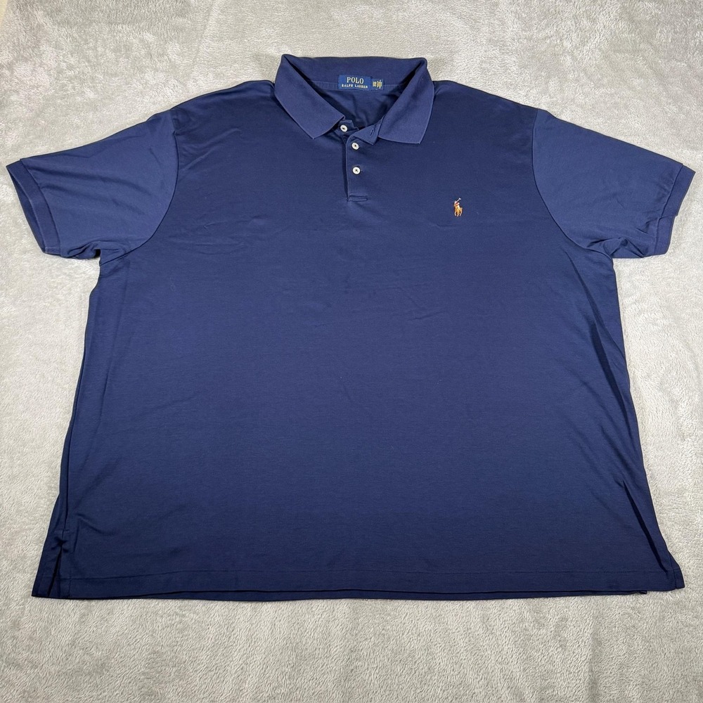 Polo Ralph Lauren Polo Shirt Mens 3XB Blue Jersey Cotton Big & Tall Logo Casual
